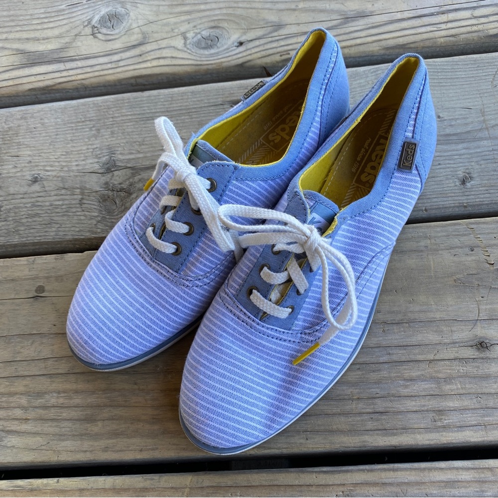 Keds Striped Blue & White Loafers - Picture 2 of 10
